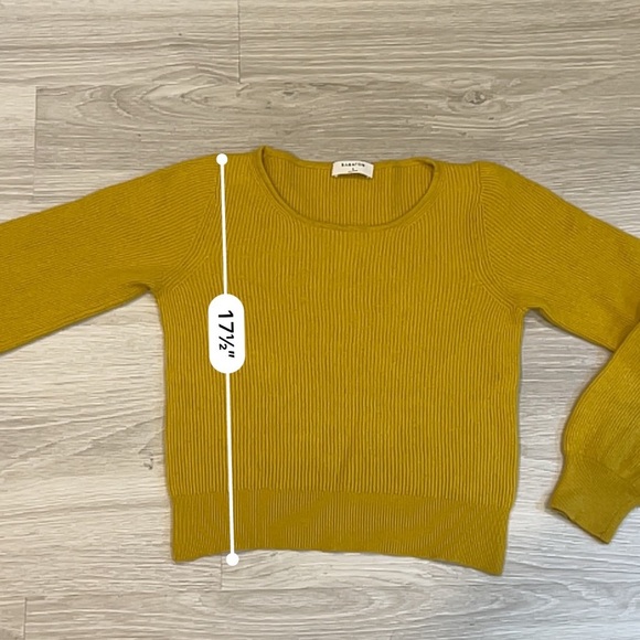Aritzia Babaton Women's Mustard Yellow Wool Blend Sweater with Balloon Sleeve -S - Picture 9 of 9